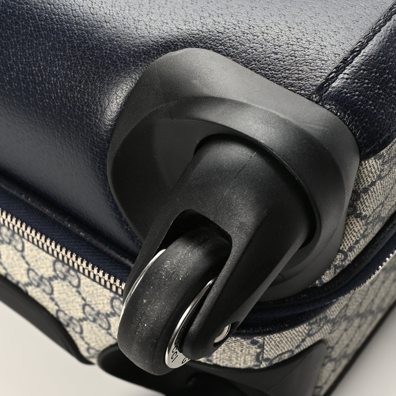 Gucci GG Supreme Monogram Textured Dollar Calfskin Web Small Savoy Cabin Trolley Beige Blue 7 of 9