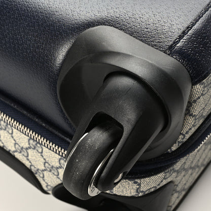 Gucci GG Supreme Monogram Textured Dollar Calfskin Web Small Savoy Cabin Trolley Beige Blue 7 of 9