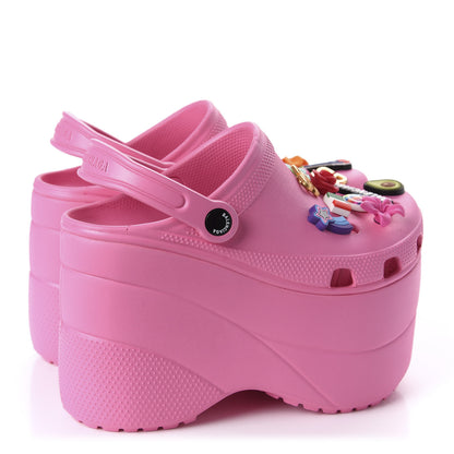 Balenciaga X CROCS Rubber Textured Womens Platform Sandals 37 Rose Bonbon 4 of 10