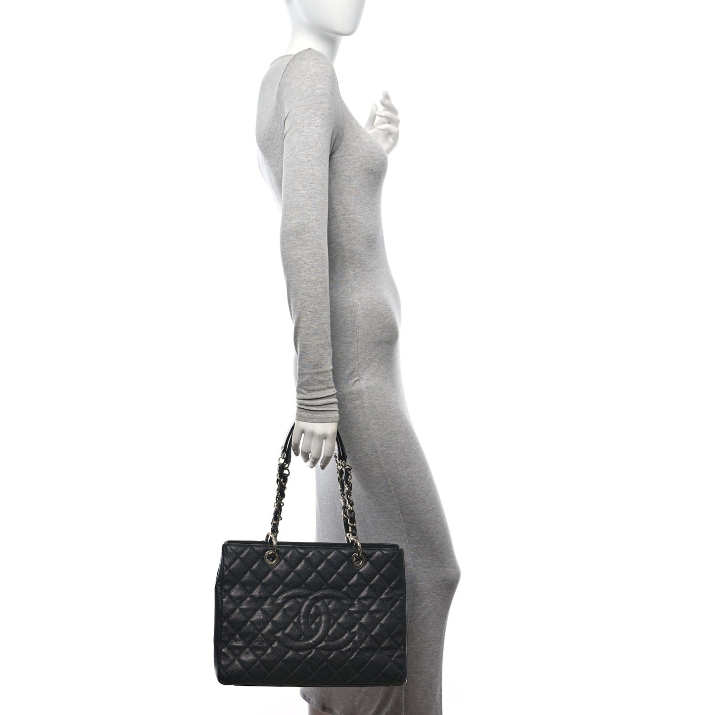 Caviar Quilted Grand Shopping Tote GST Black