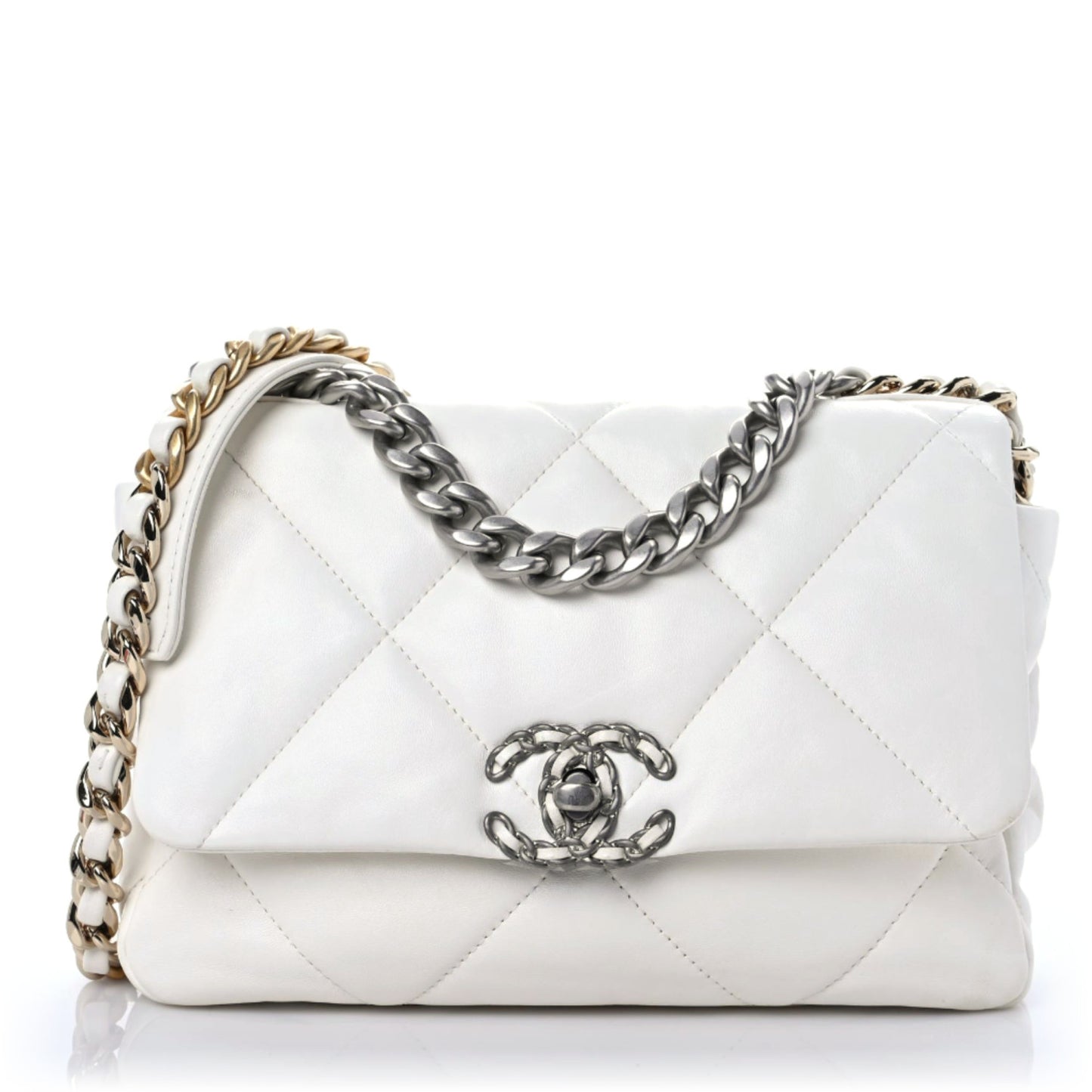 Lambskin Quilted Medium Chanel 19 Flap White