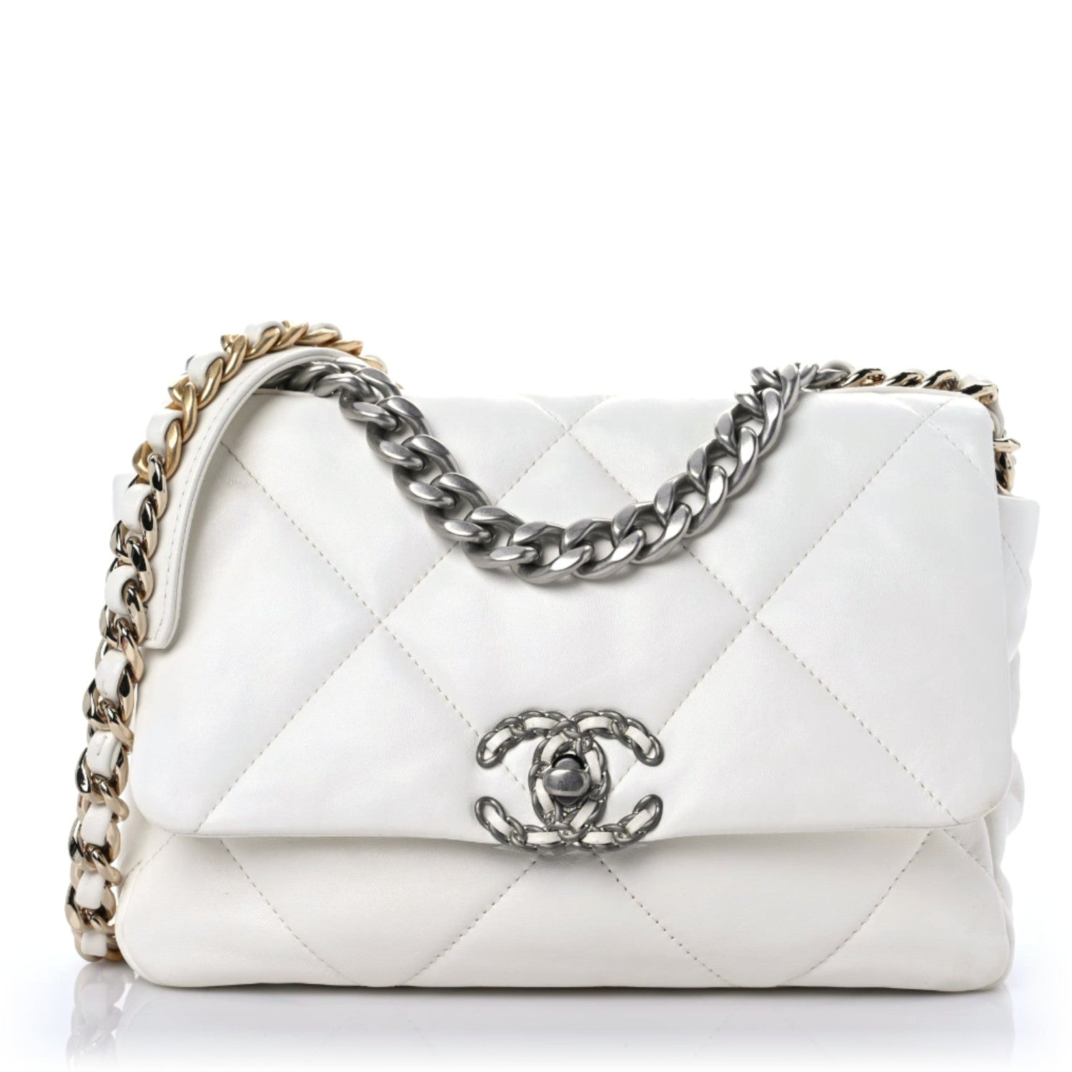 Chanel Lambskin Quilted Medium Chanel 19 Flap White 1 of 11