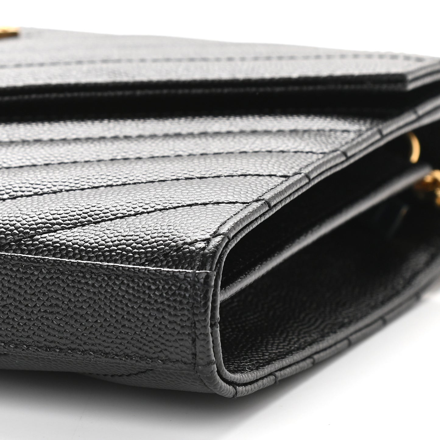 Grain De Poudre Matelasse Chevron Monogram Chain Wallet Black