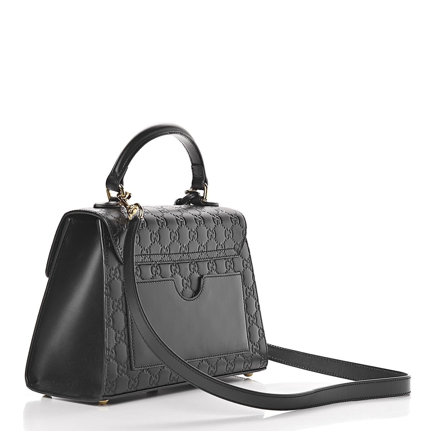 Gucci Guccissima Signature Small Padlock Top Handle Bag Black 3 of 14