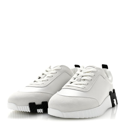 Hermes Calfskin Suede Goatskin Bouncing Sneakers 37 White 4 of 10