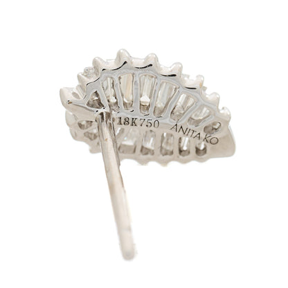 Anita Ko 18K White Gold Diamond Small Palm Leaf Earrings 4 of 5