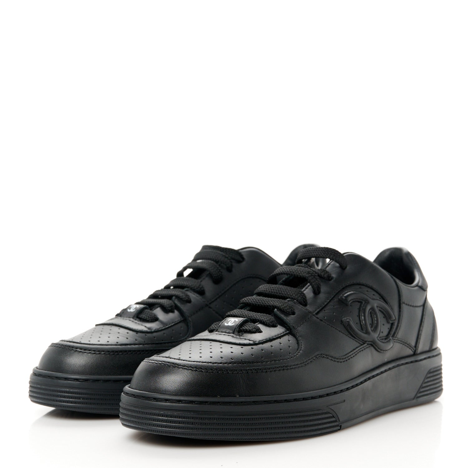 Chanel Calfskin CC Womens Sneakers 39 Black 3 of 9