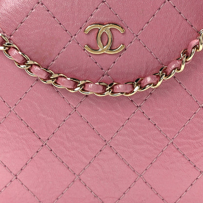 Chanel Iridescent Lambskin Quilted Round Clutch With Chain Pink 8 of 10