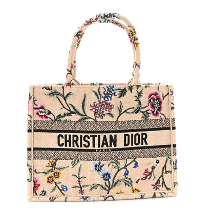 Christian Dior Raffia Embroidered Petites Fleurs Medium Book Tote Natural 1 of 13