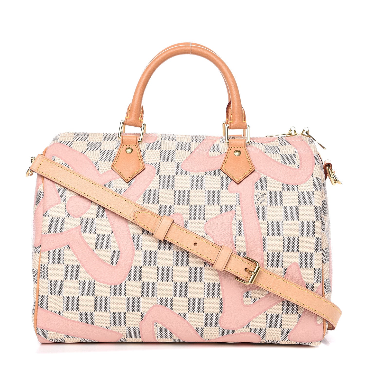 Louis Vuitton Damier Azur Tahitienne Speedy Bandouliere 30 Rose Ballerine 1 of 9