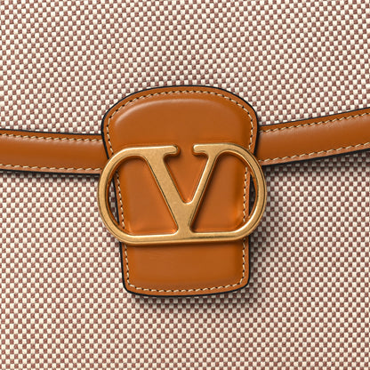 Valentino Garavani Smooth Calfskin Canvas 9to5 Shoulder Bag Natural Golden 7 of 14