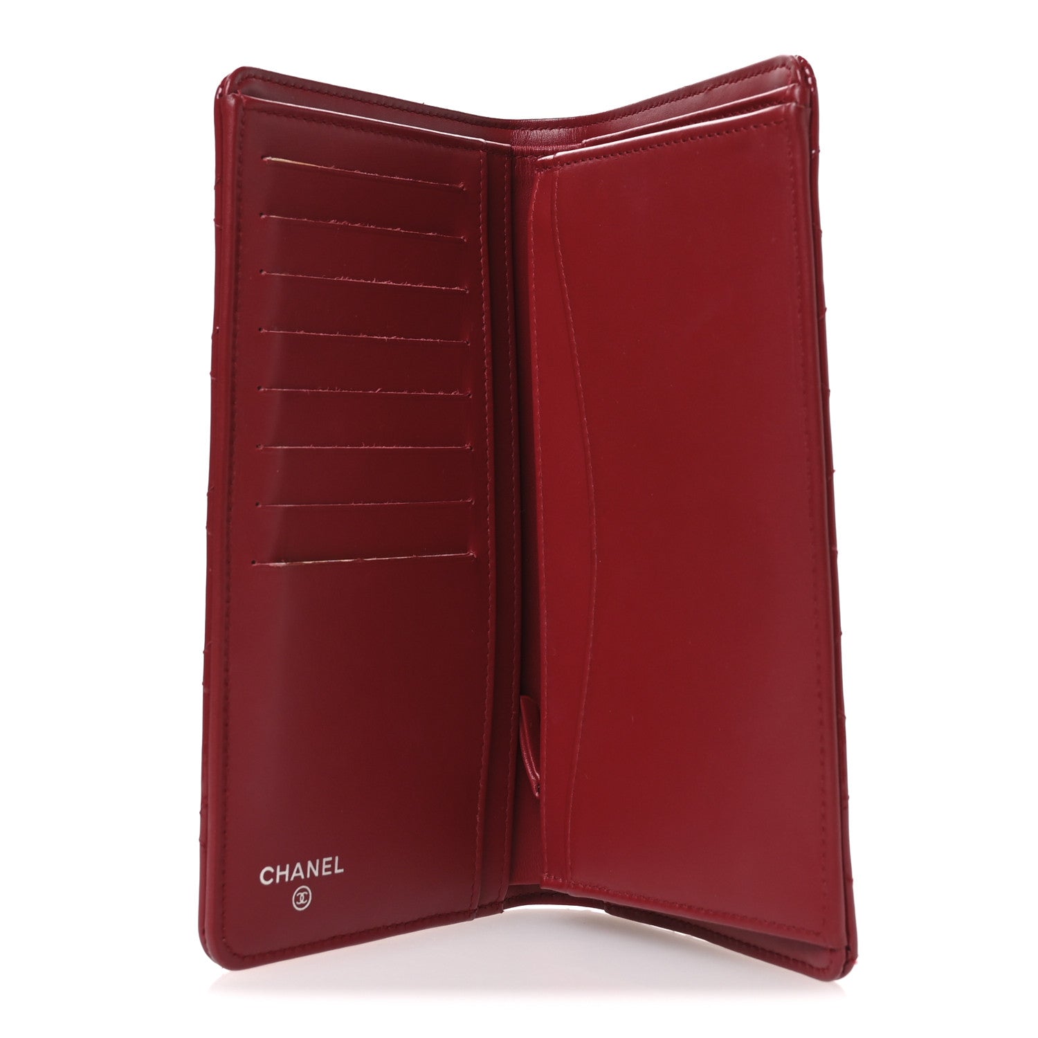Chanel Patent Calfskin Quilted Yen Wallet Red 5 of 9