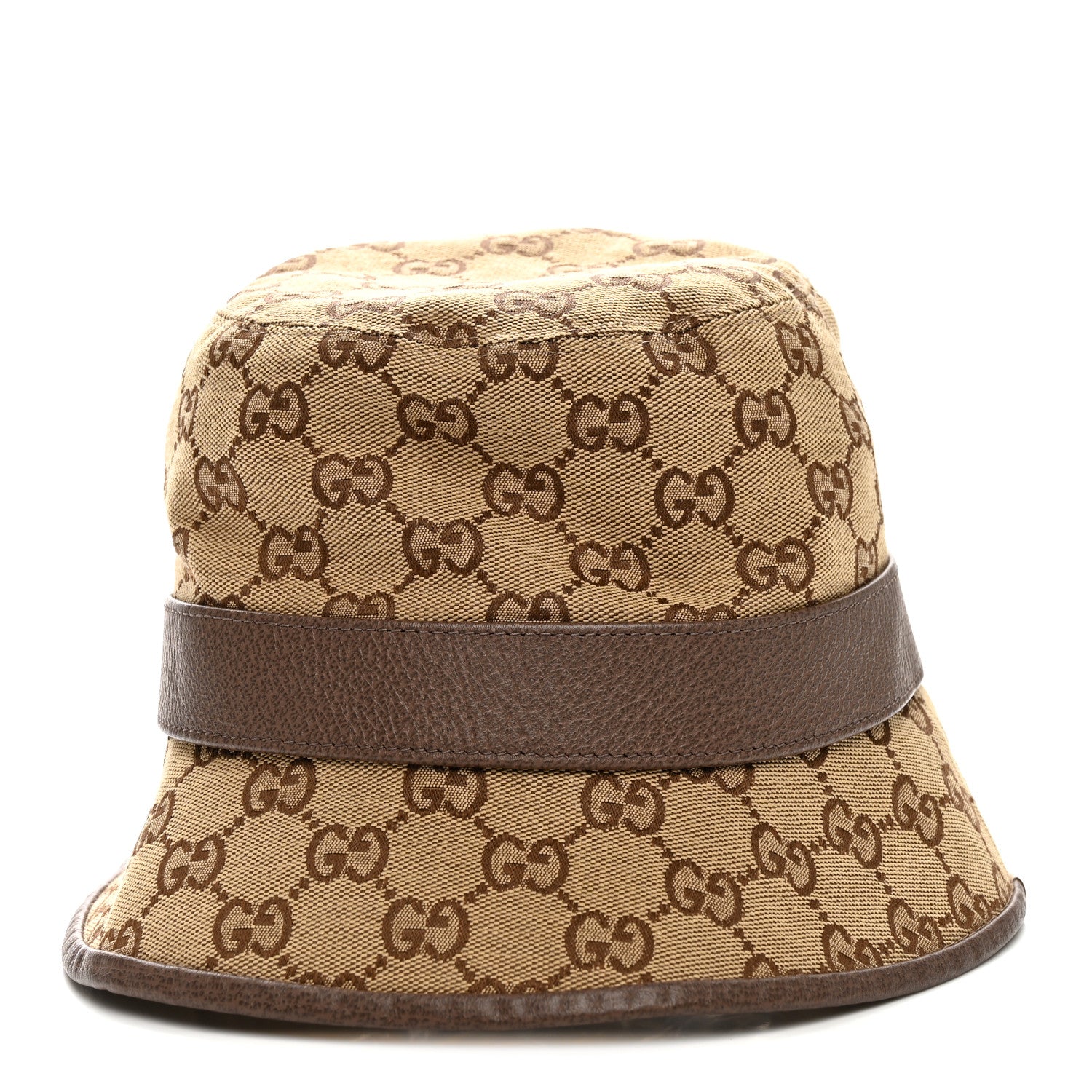 Gucci Monogram Textured Dollar Calfskin GG Jago Bucket Hat S Cacao Beige 4 of 9
