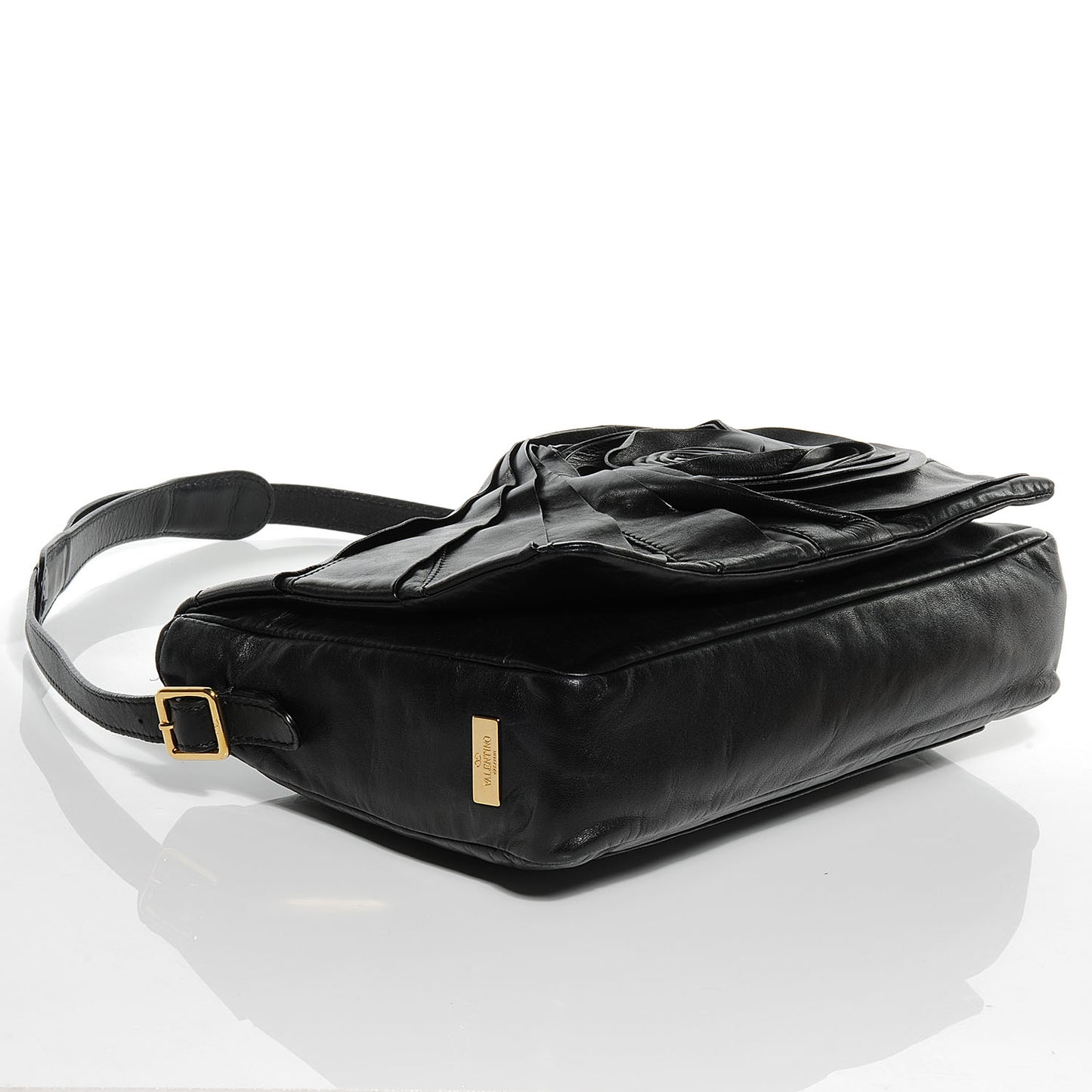 Nappa Leather Rosette Shoulder Bag Black