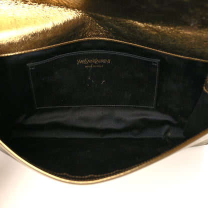 Saint Laurent Metallic Textured Calfskin Monogram Large Belle De Jour Clutch Gold 5 of 10