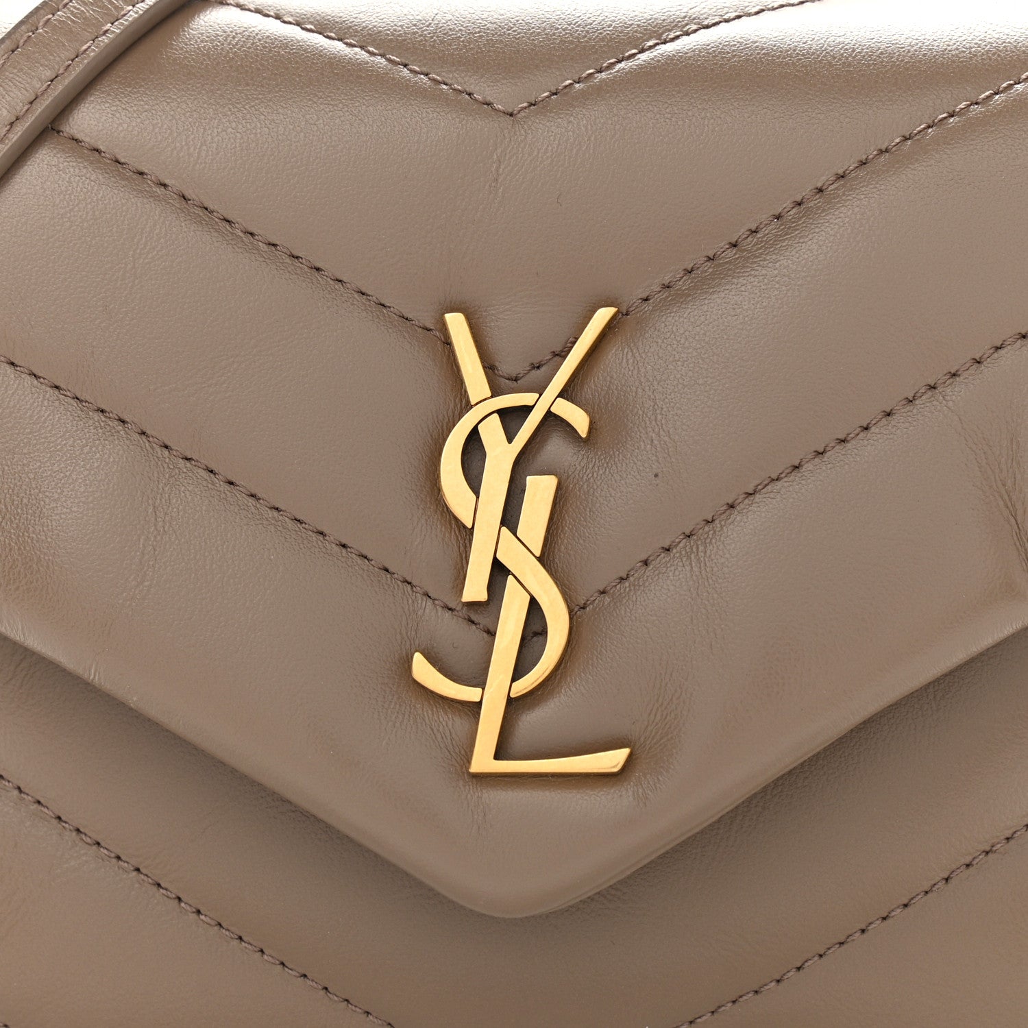 Saint Laurent Calfskin Y Quilted Monogram Toy Loulou Crossbody Bag Taupe 9 of 11