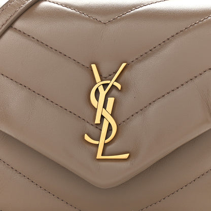 Saint Laurent Calfskin Y Quilted Monogram Toy Loulou Crossbody Bag Taupe 9 of 11