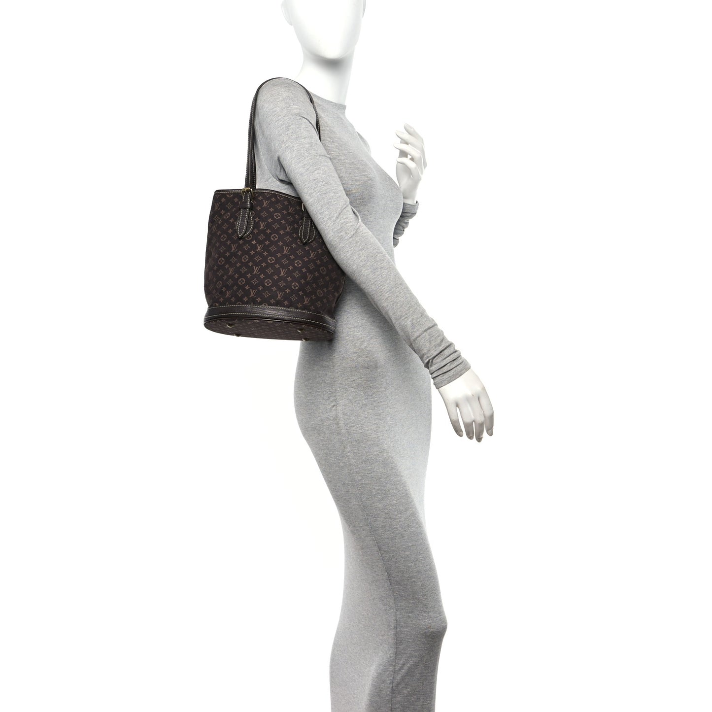 Mini Lin Monogram Bucket Bag Ebene