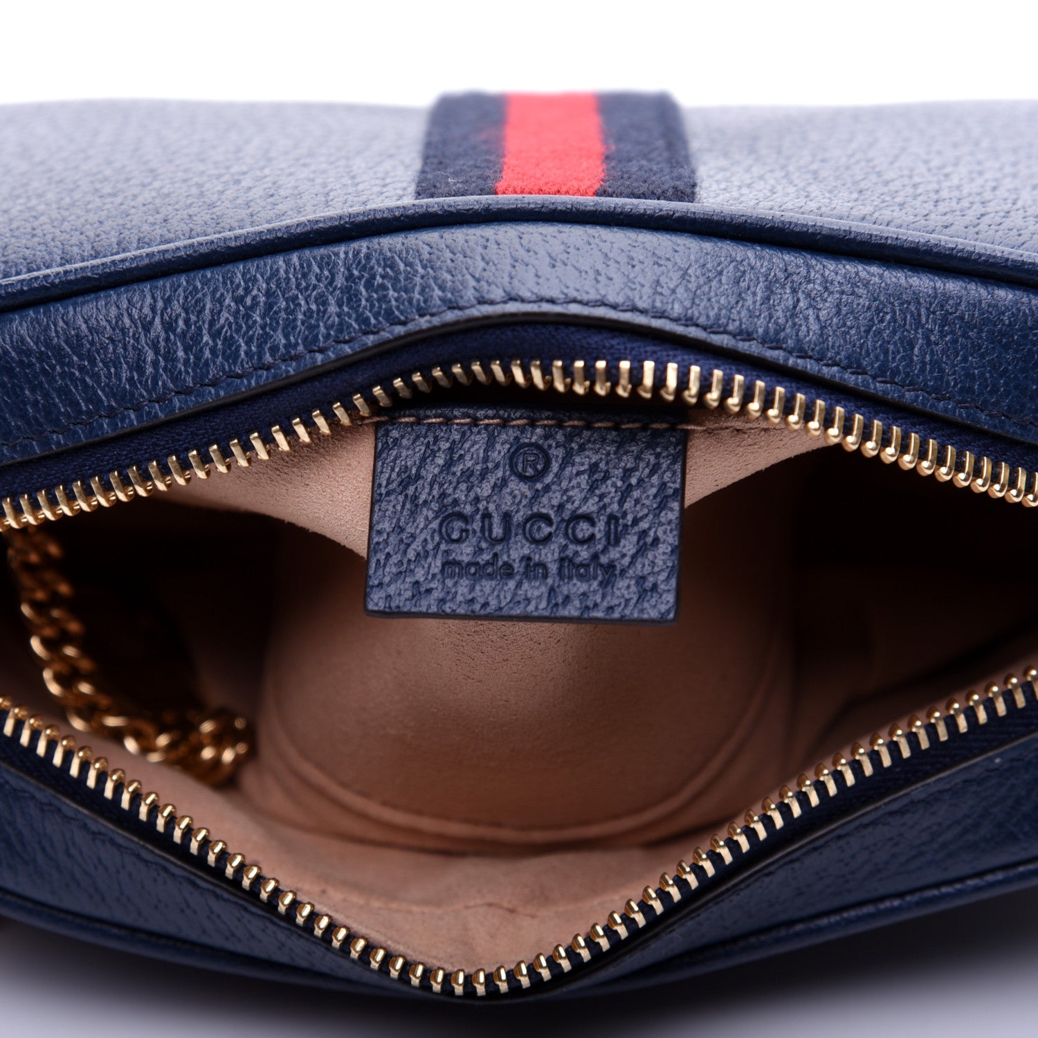 Gucci Textured Calfskin Web Mini Ophidia Shoulder Bag Blue Agata 8 of 12