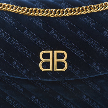 Balenciaga Velvet Logo Matelasse M BB Chain Shoulder Bag Navy 12 of 12