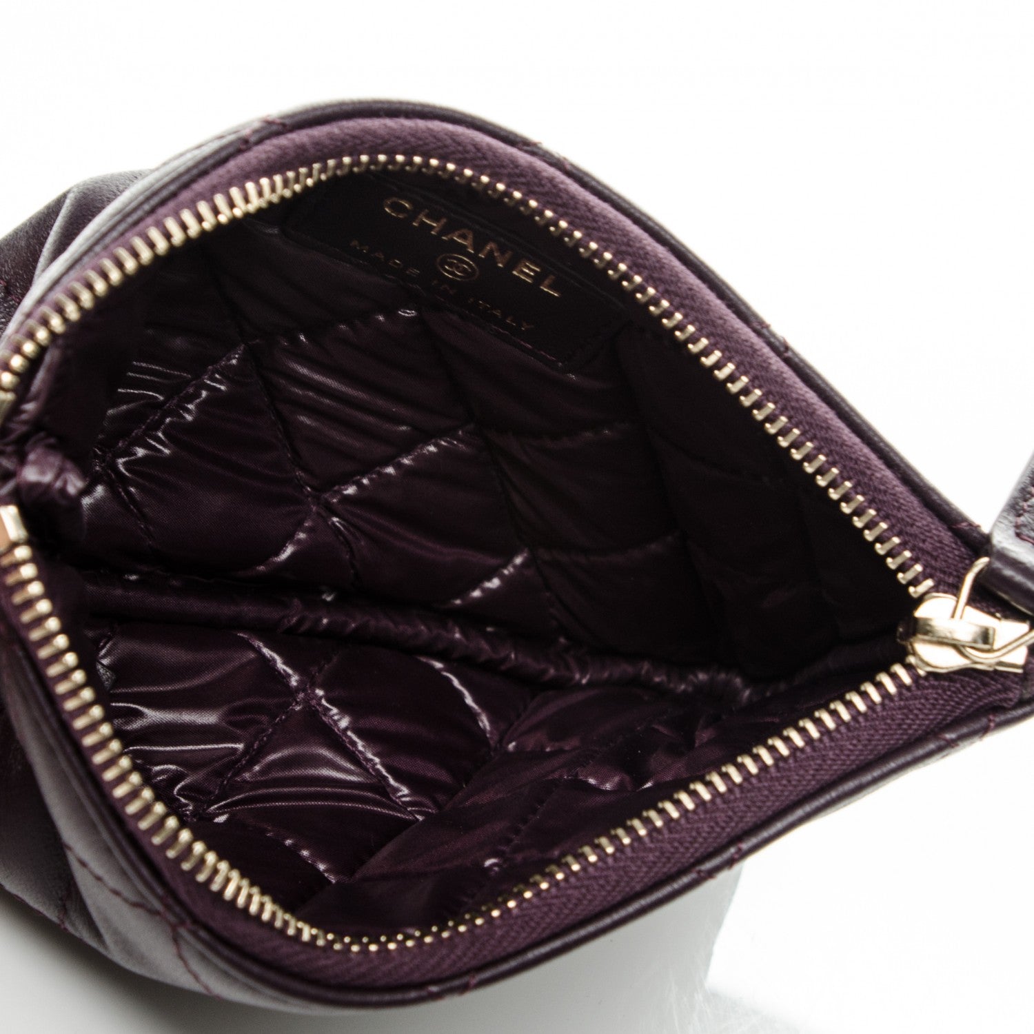Chanel Lambskin Quilted Small Cosmetic Case Dark Purple 5 of 6