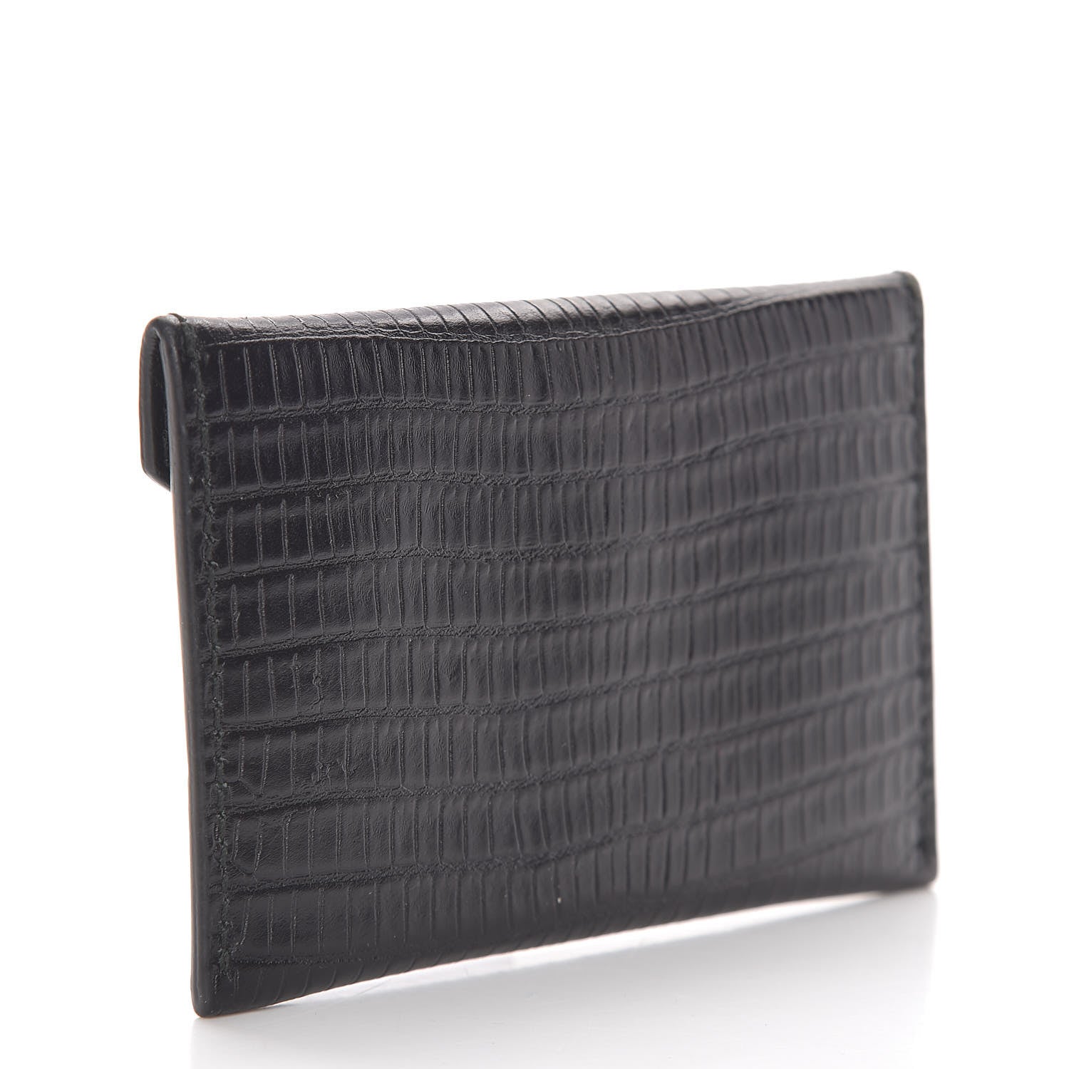 Alexander McQueen Calfskin Lizard Embossed Skull Envelope Card Holder Black 3 of 7