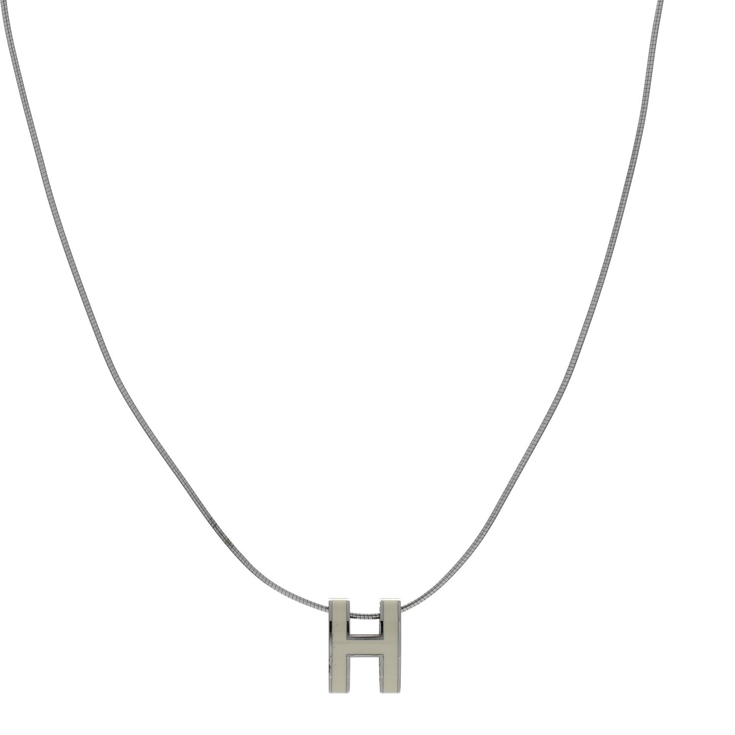 Lacquered Palladium Pop H Pendant Necklace White