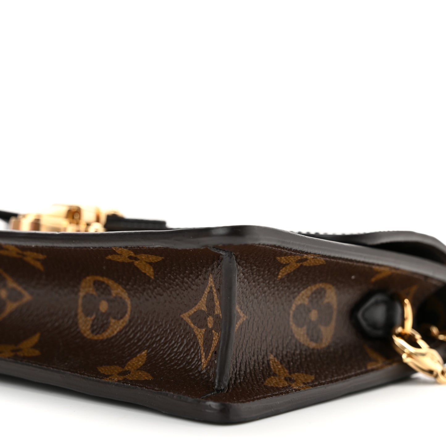 Patent Calfskin Monogram Cherrywood Chain Wallet Black