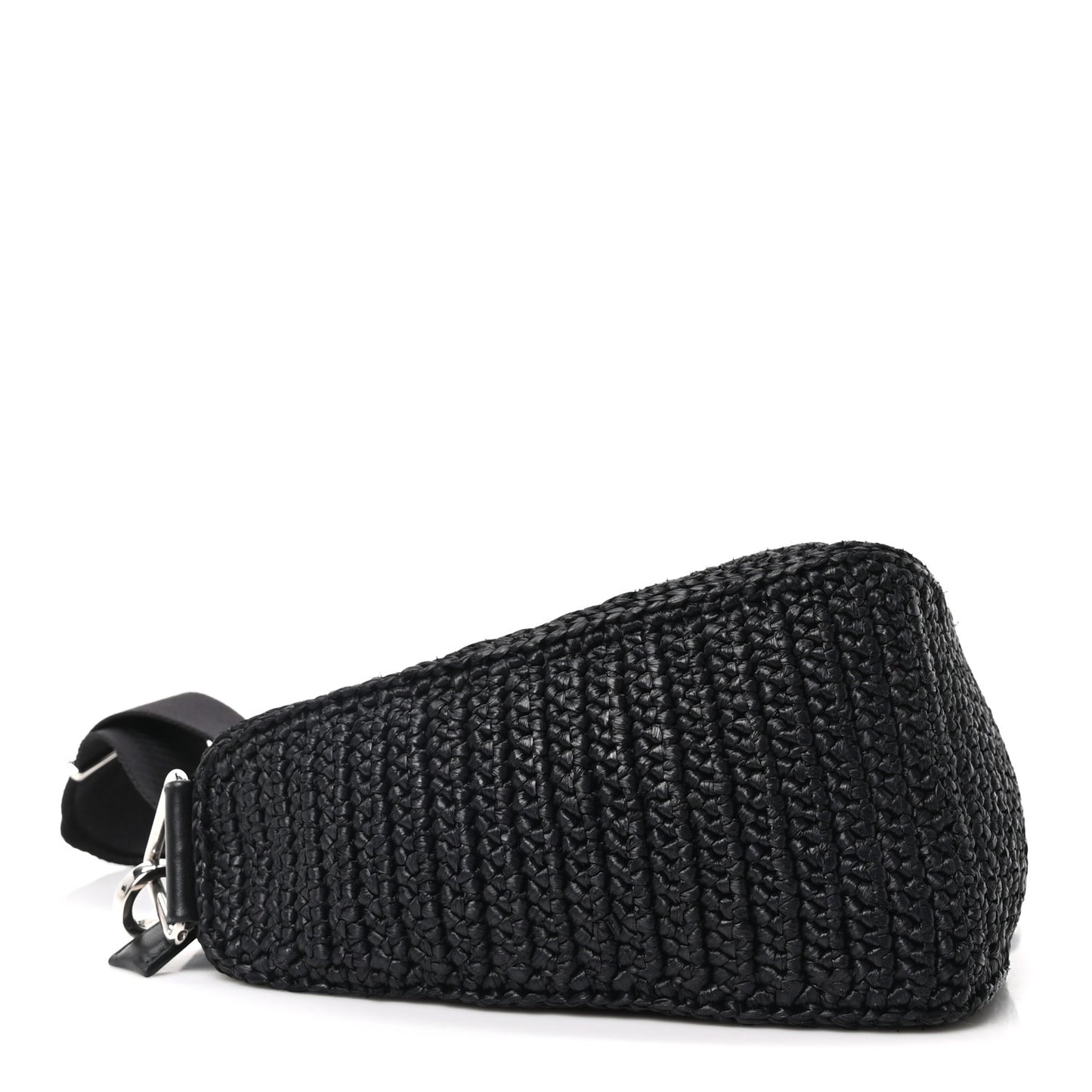 Yarn Raffia Effect Crochet Triangle Shoulder Bag Black