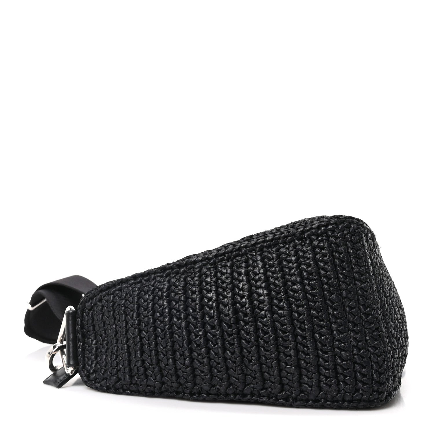 Prada Yarn Raffia Effect Crochet Triangle Shoulder Bag Black 4 of 10
