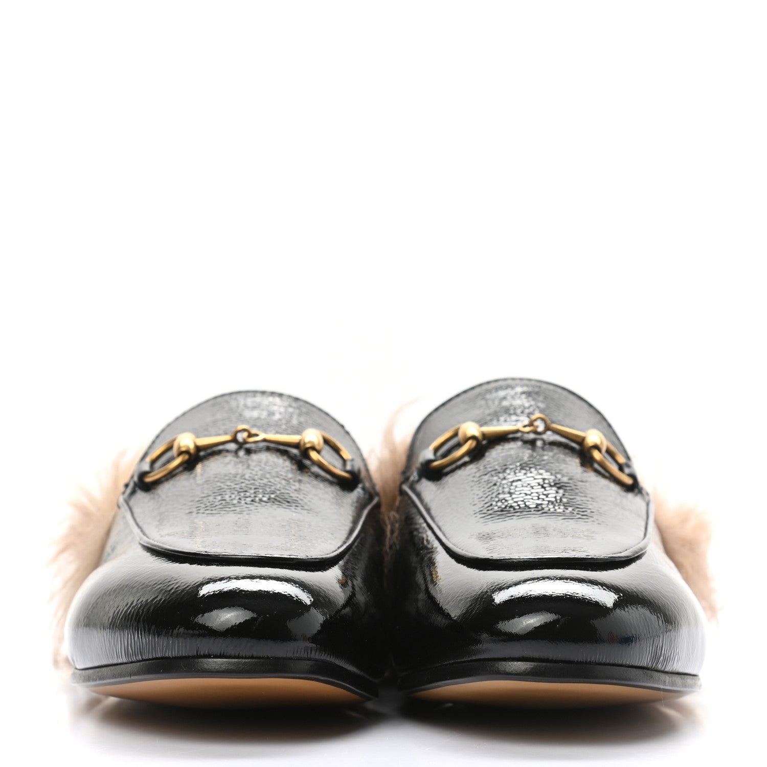Gucci Patent Fur Womens Princetown Slippers 37 Black 2 of 7