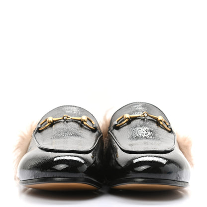 Gucci Patent Fur Womens Princetown Slippers 37 Black 2 of 7