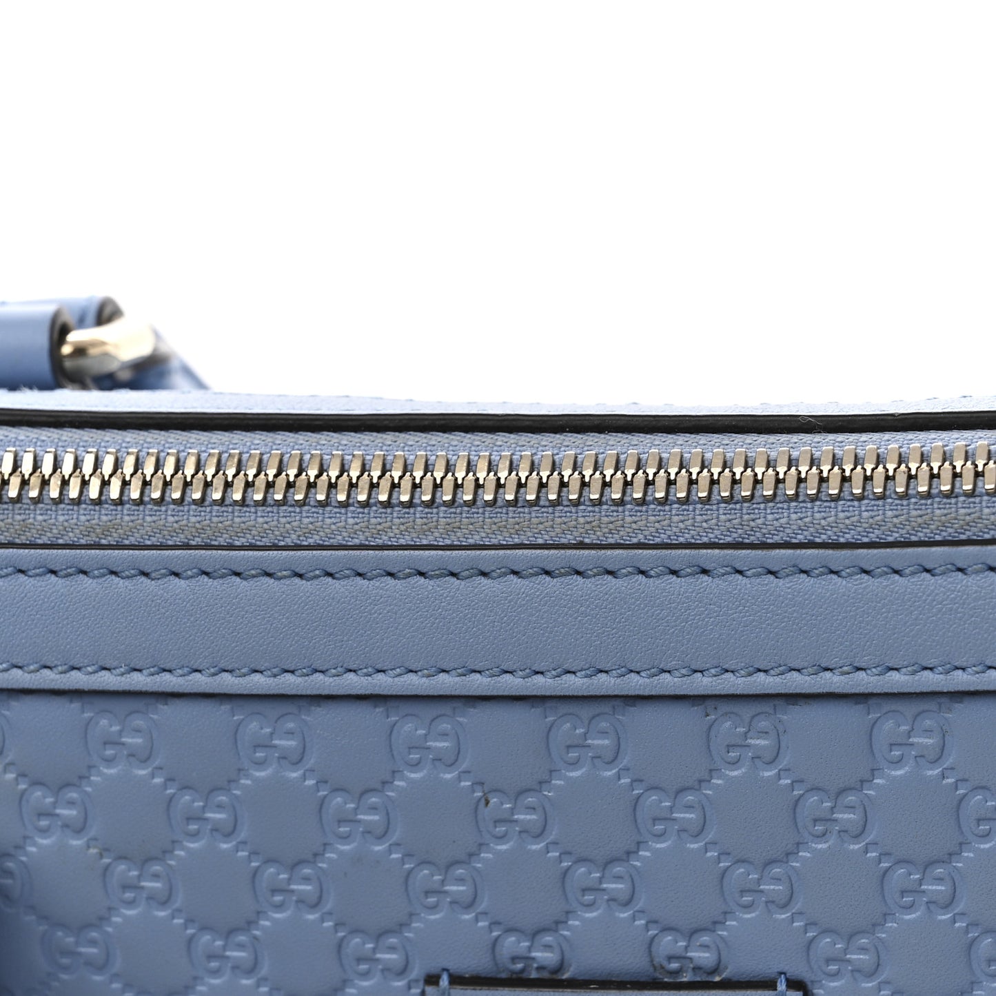 Soft Microguccissima Small Zippered Satchel Light Blue