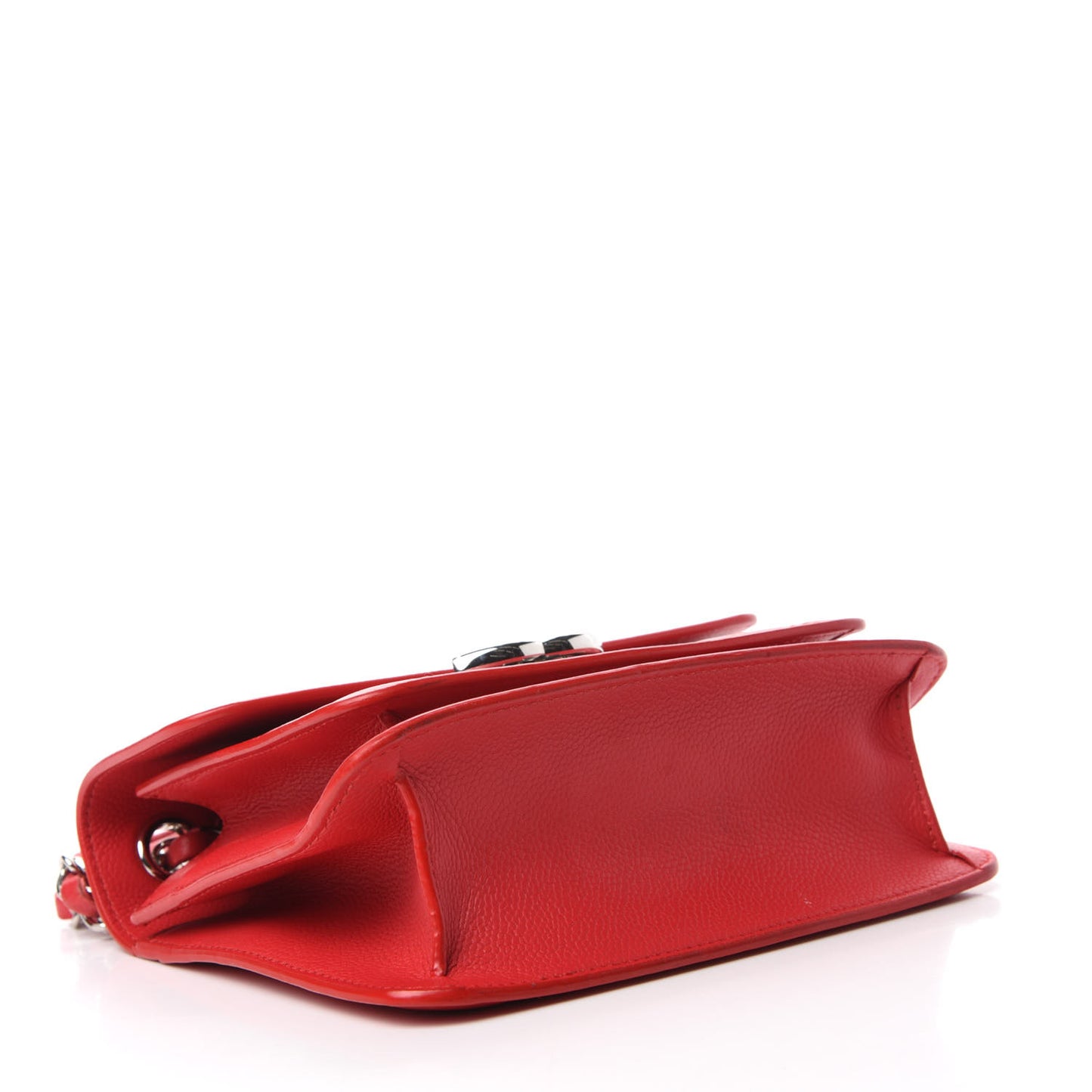 Grained Calfskin Quilted Small CC Box Flap Red