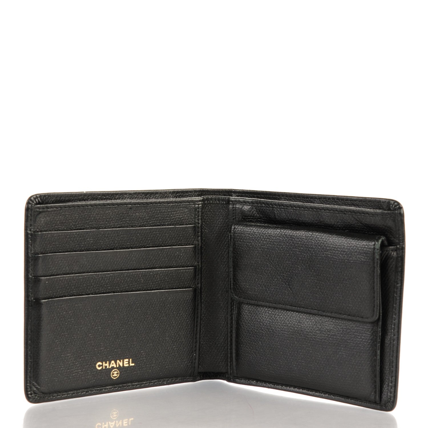 Chanel Grained Calfskin CC Button Bi-Fold Wallet Black 5 of 8