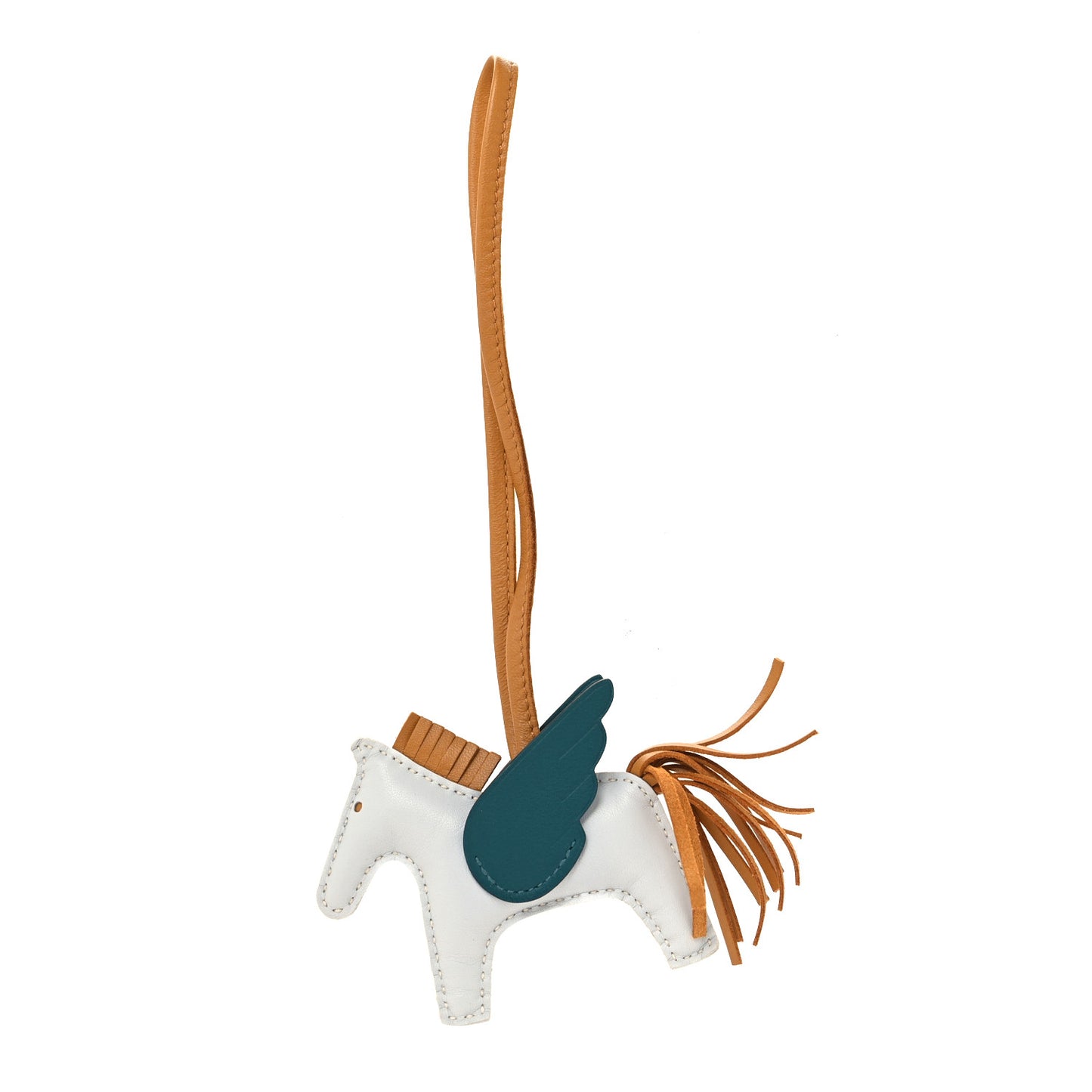 Milo Lambskin Grigri Rodeo Pegase Horse Bag Charm PM Bleu Brume Sesame Vert Bosphore