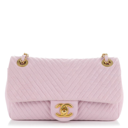 Chanel Wrinkled Lambskin Chevron Quilted Small Flap Light Pink 1 of 8