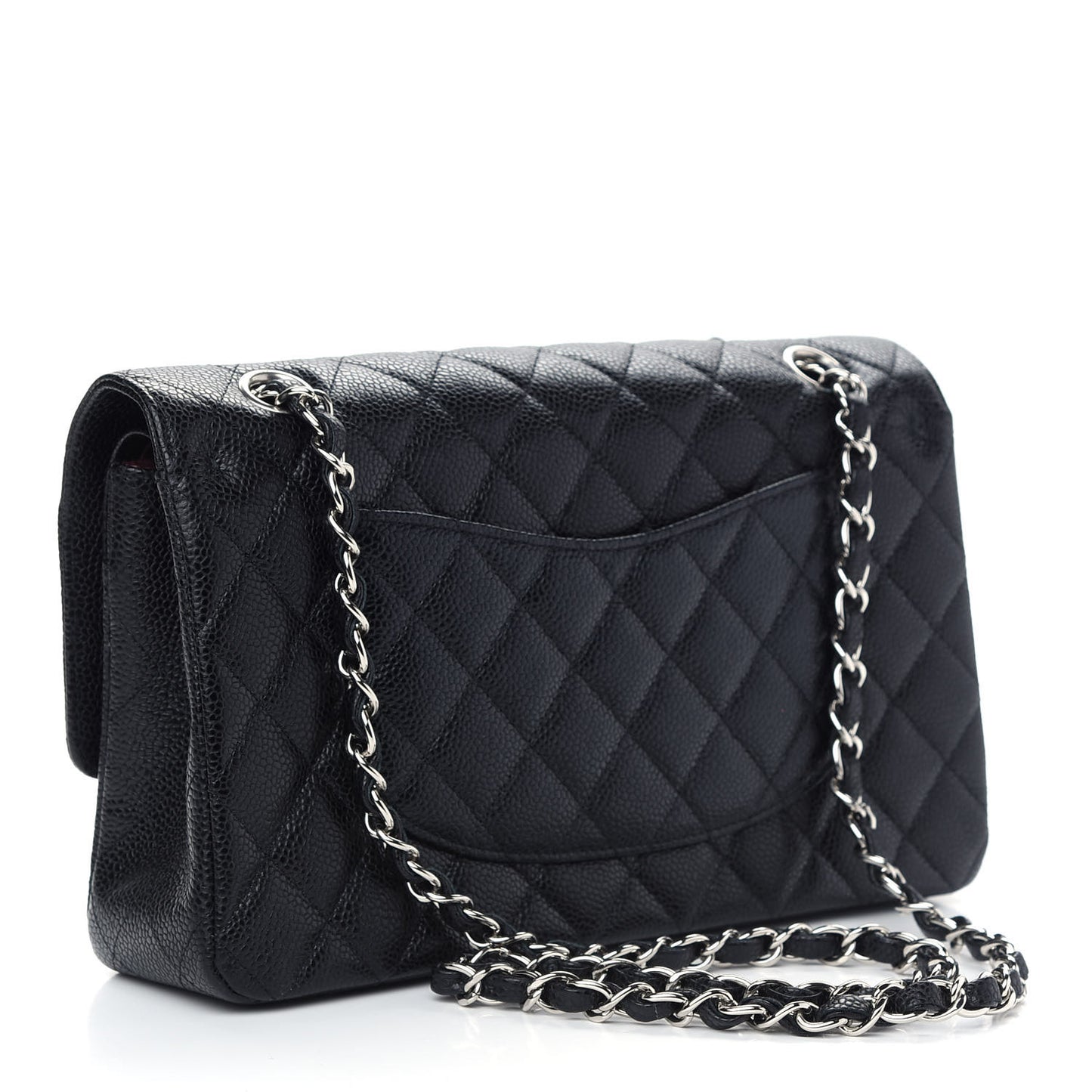 Caviar Quilted Medium Double Flap Black