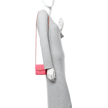 Chanel Lambskin Plexiglass Quilted Coco Love Clutch With Chain Pink 2 of 16