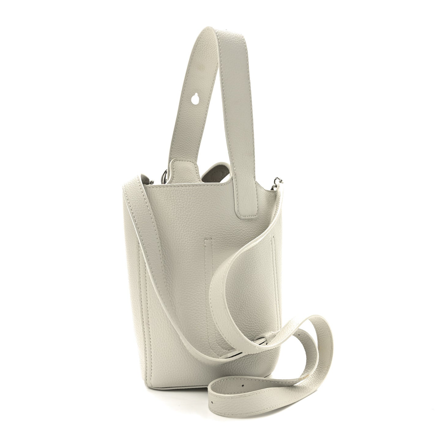 Soft Grained Calfskin Mini Pebble Bucket Bag White