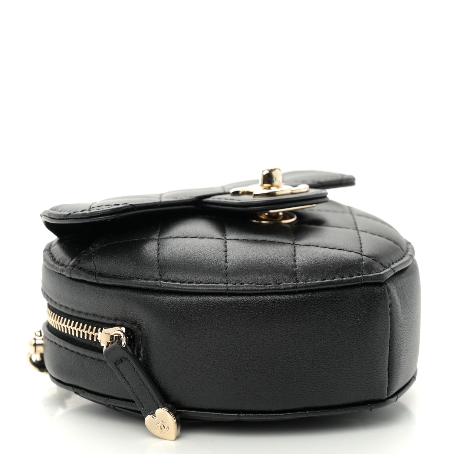 Chanel Lambskin Quilted CC In Love Heart Clutch With Chain Black 4 of 11