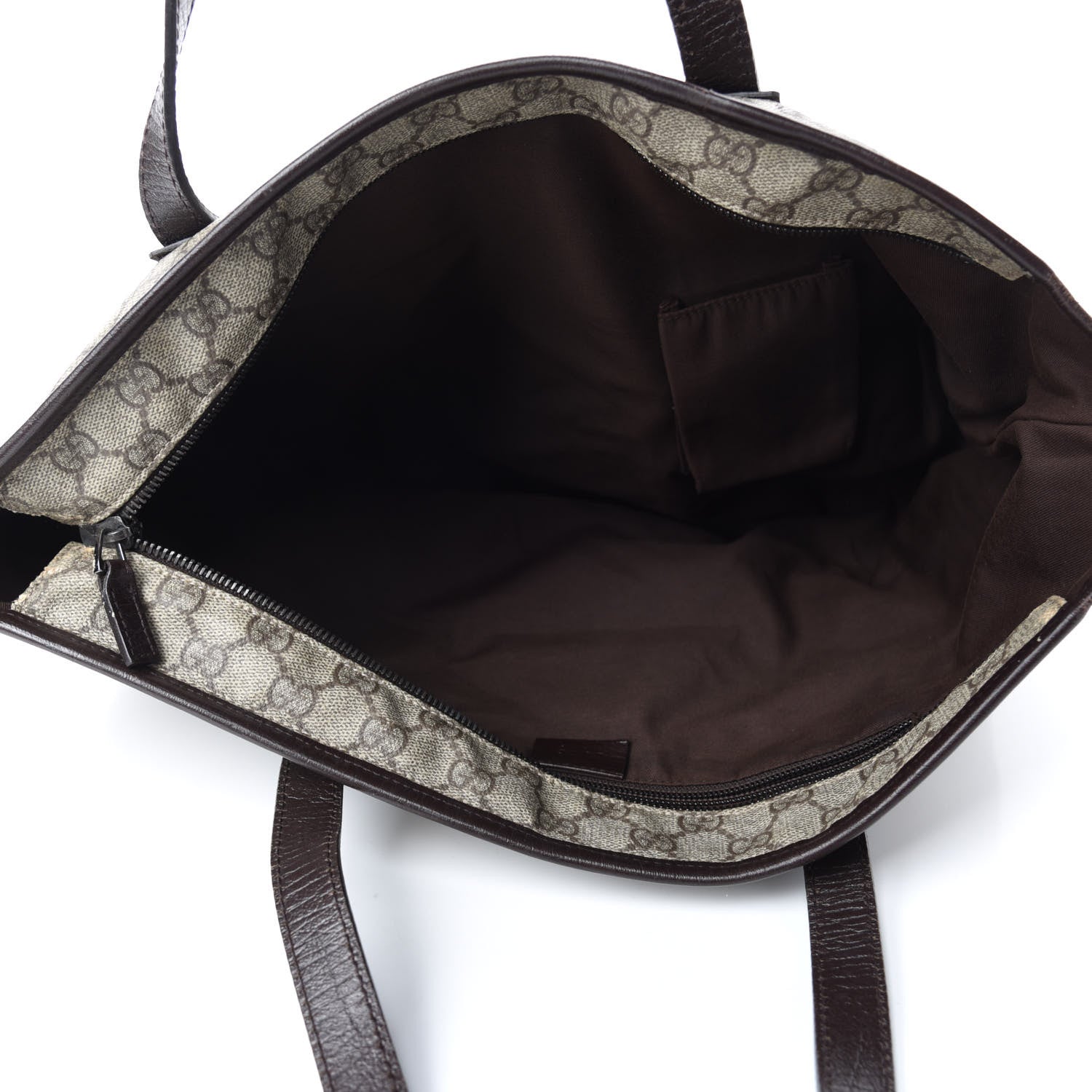 Gucci GG Supreme Monogram Medium Zippered Shopping Tote Dark Brown 5 of 14