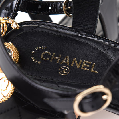 Chanel Calfskin Medallion CC Thong Sandals 36 Black 6 of 9