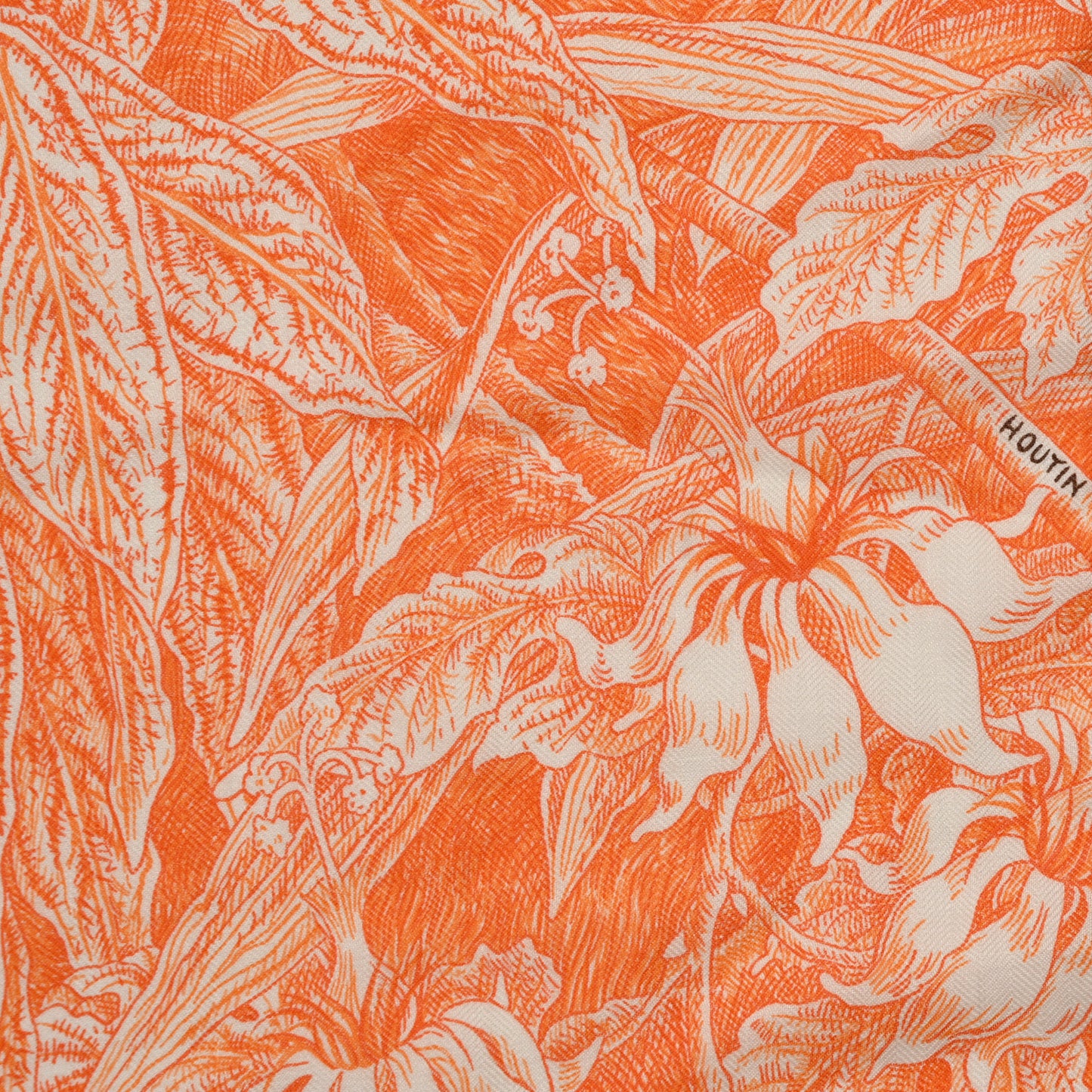 Cashmere Silk All 'Orto Botanico Di Palermo Shawl 140 Orange White Vert Chartreuse