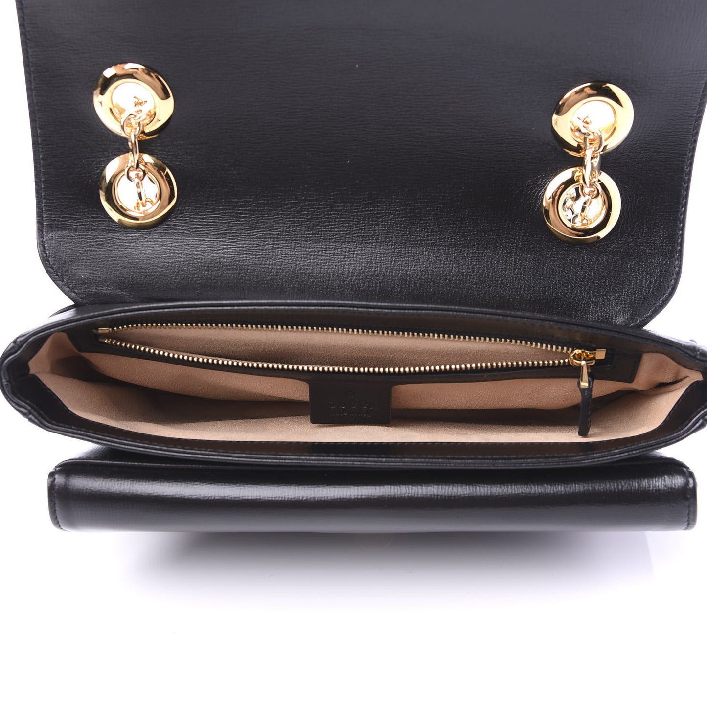 Azalea Calfskin Small Marina Chain Shoulder Bag Black