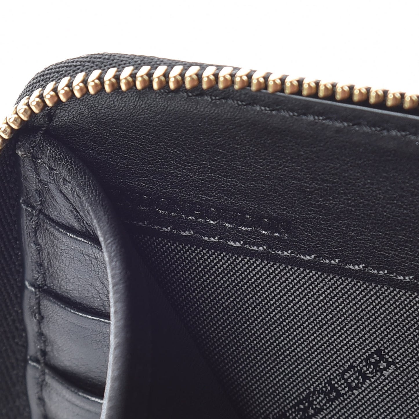 Patent Calfskin Zip Around Wallet Black