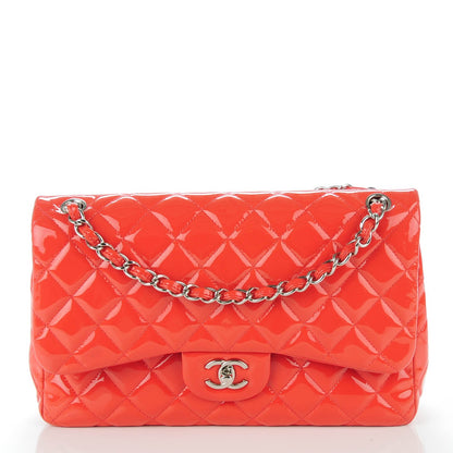 Chanel Patent Quilted Jumbo Double Flap Red 1 of 9