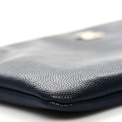 Chanel Caviar CC Wrist Pouch Navy Blue 7 of 8