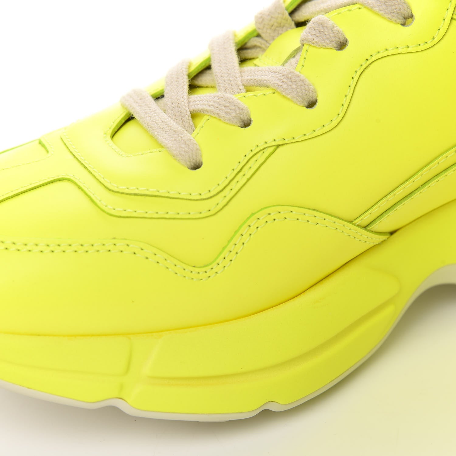 Gucci Calfskin Womens Rhyton Sneakers 38.5 Fluo Yellow 11 of 14