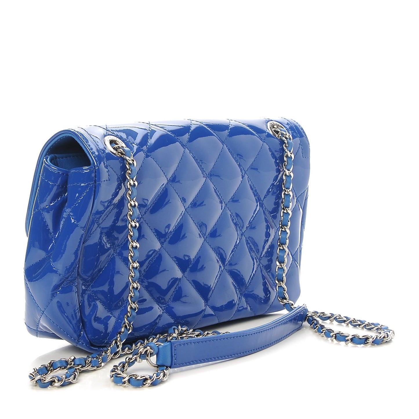 Patent Quilted Small Coco Shine Flap Blue